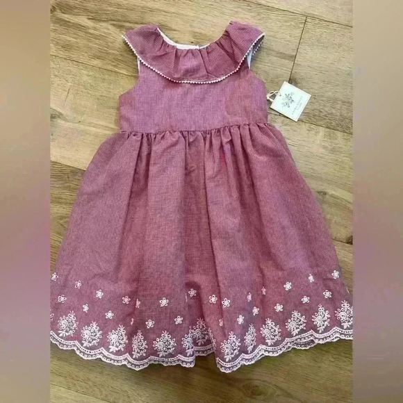 Laura Ashley London Beautiful Little Girl Cotton Embellished Dress Size 6- NWT - Picture 1 of 3